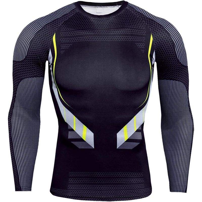 Men's Long Sleeve Compression Running Shirt with Quick-Dry Breathable Fabric