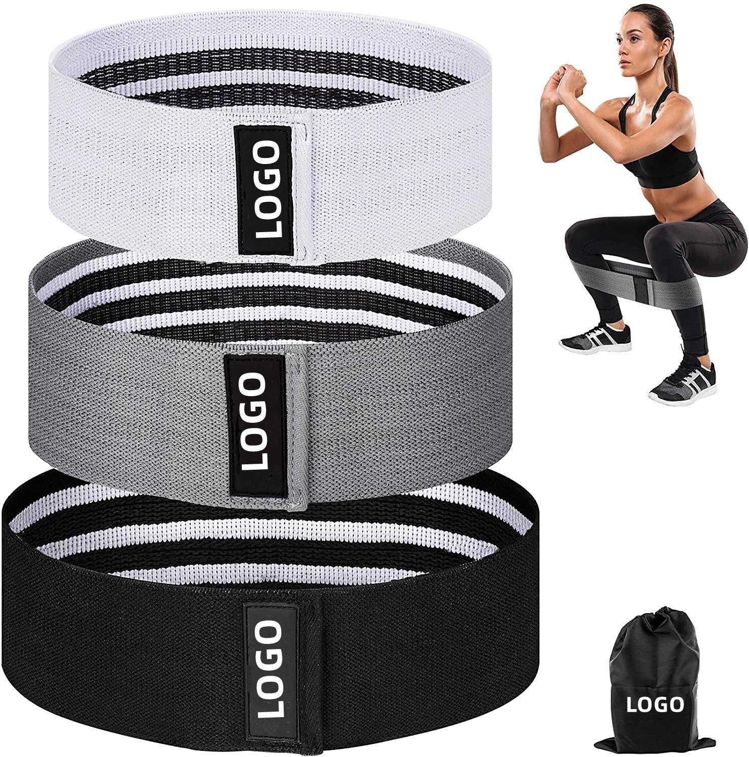 3PCS Fabric Booty Bands Set for Glute & Fitness Training
