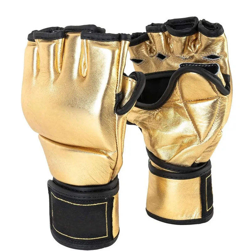 MMA Training Gloves | Professional Half Finger Leather Boxing Gloves - Image 6